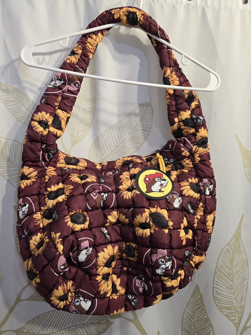 Sunflower Quilted Shoulder Bag - Burgundy